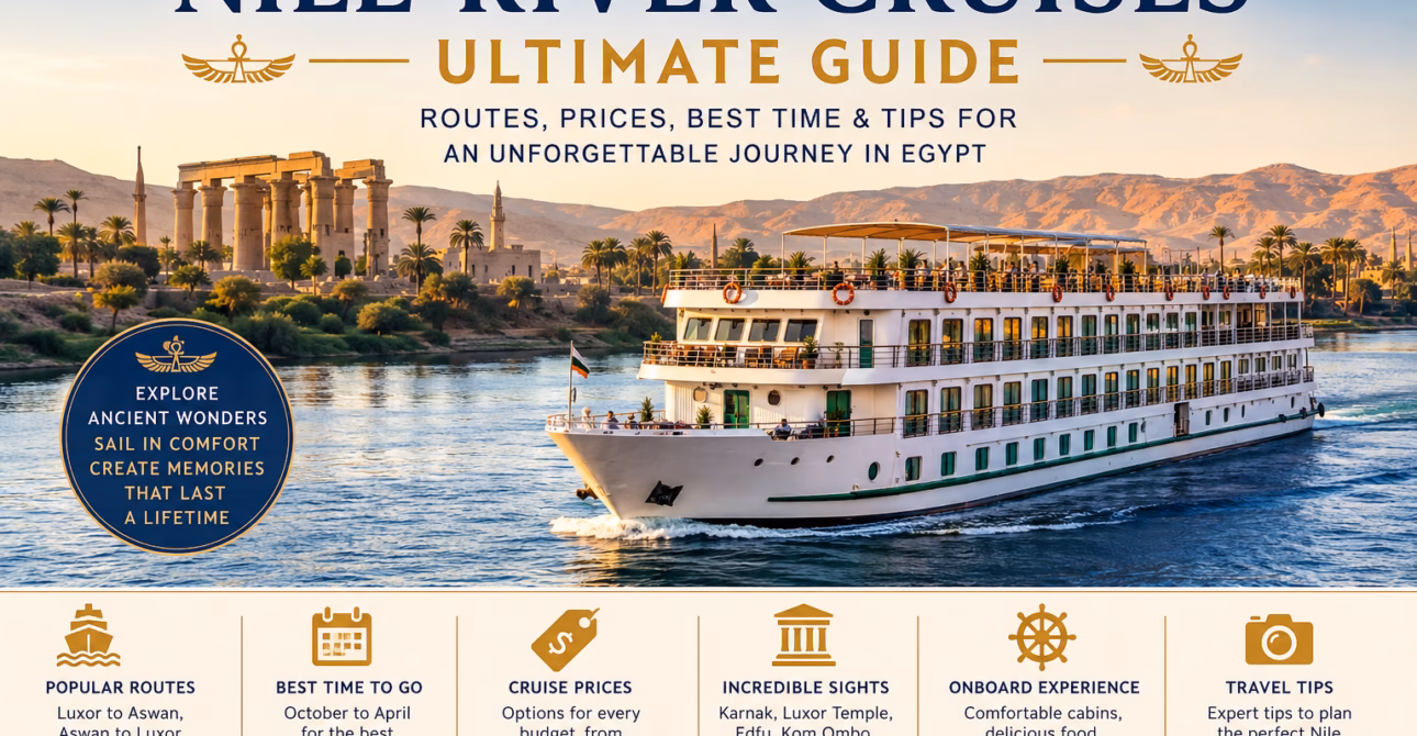 Nile River cruise ship sailing between Luxor and Aswan in Egypt.
