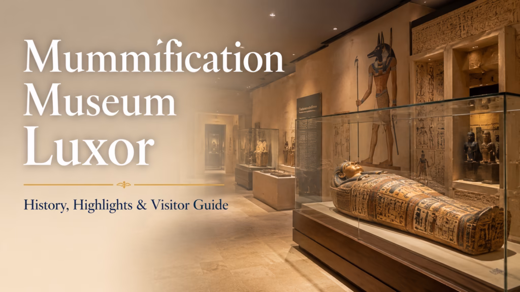 Mummification Museum Luxor display with ancient Egyptian mummy and funerary objects